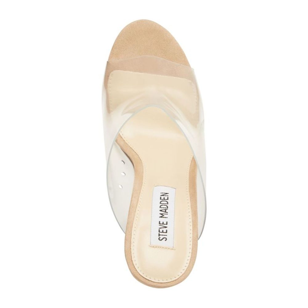 STEVE MADDEN Womens Clear Padded Perforated Evolve Wedge Slide Dress Sandals 8 M - Picture 3 of 4